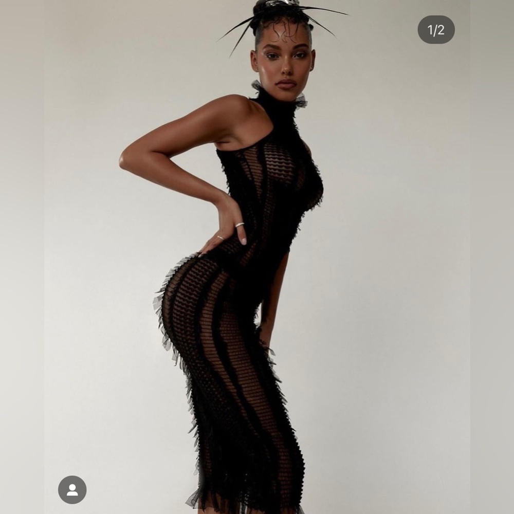 Roberta Einer Angel MIDI Dress in black. Only worn one night for 3 hours.